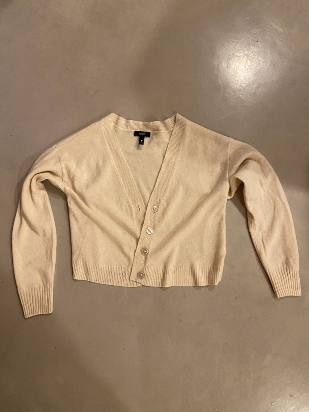 AQUA Cream Cashmere v-neck cardigan sweater